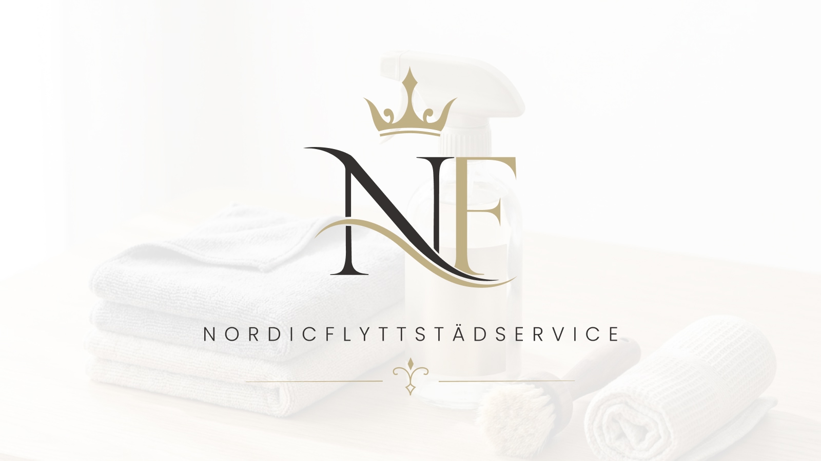 Nordic Flyttstädservice logotyp med städmaterial